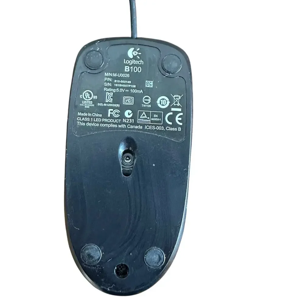 Logitech B100 USB Standard Corded Computer Mouse (810-002149)